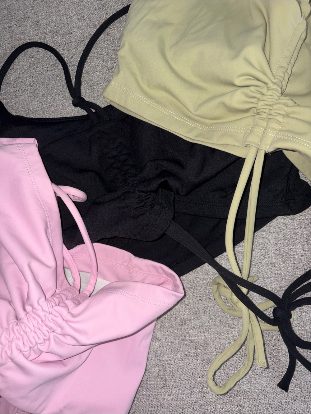 Pink Ruched Drawstring Crop Top - Picture 3 of 3